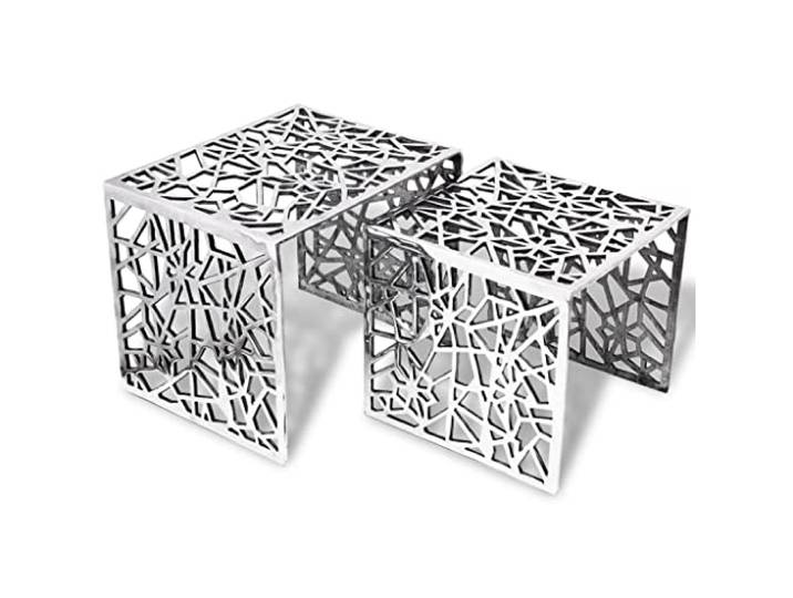 vidaXL 2tlg Aluminium Beistelltisch Set Couchtisch Kaffeetisch Wohnzimmer Silber