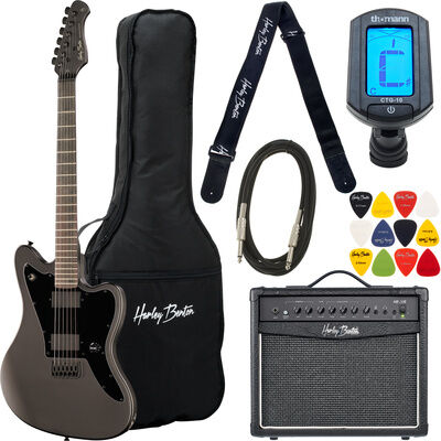 Harley Benton JA-20HH Active SBK Set Mattschwarz