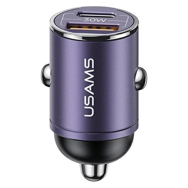 Usams Ład. sam. 1xUSB+1xUSB-C C38 30W PD Fast Charge z wbudowanym pieścieniem fioletowy/purple CC206 (CC206CC02)