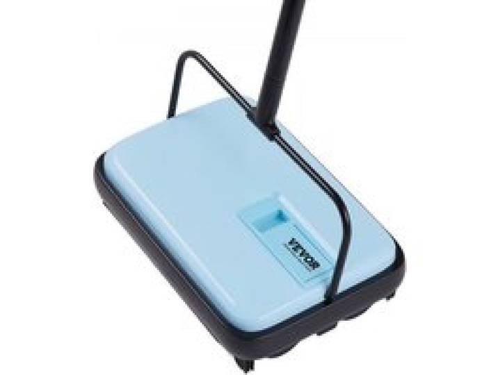 VEVOR Balai Mécanique Largeur de Balayage 170 mm, Balayeuse Manuelle pour Planchers et Tapis avec Bac à Poussière 300 mL Facile à Vider, Nettoyeur de Sols sans Électricité pour Bureau Maison, Bleu