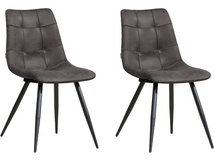 Esszimmerstuhl OMG DESIGN Peak , grau (anthracit, schwarz, anthracit), B:48cm H:88cm T:65cm, Stühle, Esszimmerstuhl, moderne Sitzschale in Microfaser Lederoptik