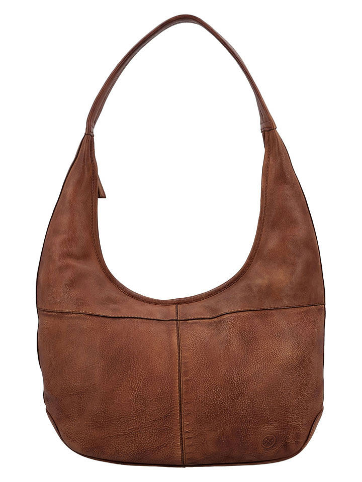 HIDE & STITCHES Leder-Schultertasche "Paint Rock" in Cognac - (B)40 x (H)40 x (T)10 cm - onesize