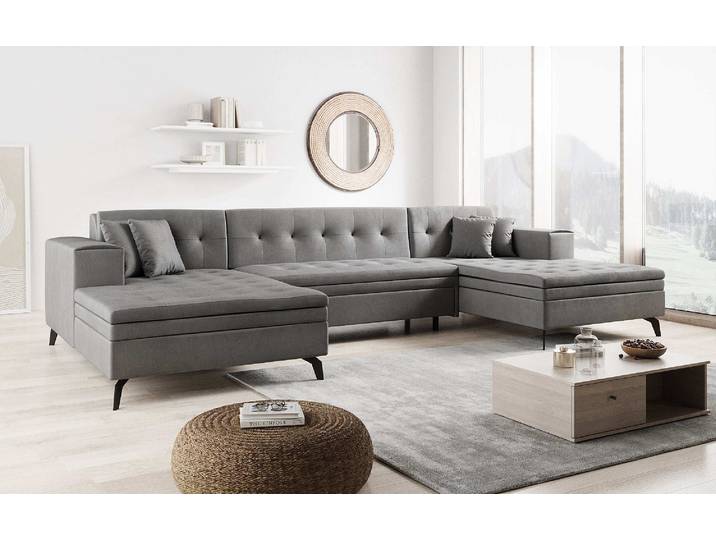 Designer Sofa Vivana mit Schlaffunktion - Samt - Anthrazit - Luxusbetten24