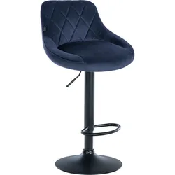 CLP Barhocker Lazio Samt schwarz - Farbe: blau, Gestellfarbe: schwarz