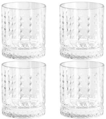 Gibson 4 Piece 13 Ounce Teardrop Embossed Double Old-Fashioned Glass Set