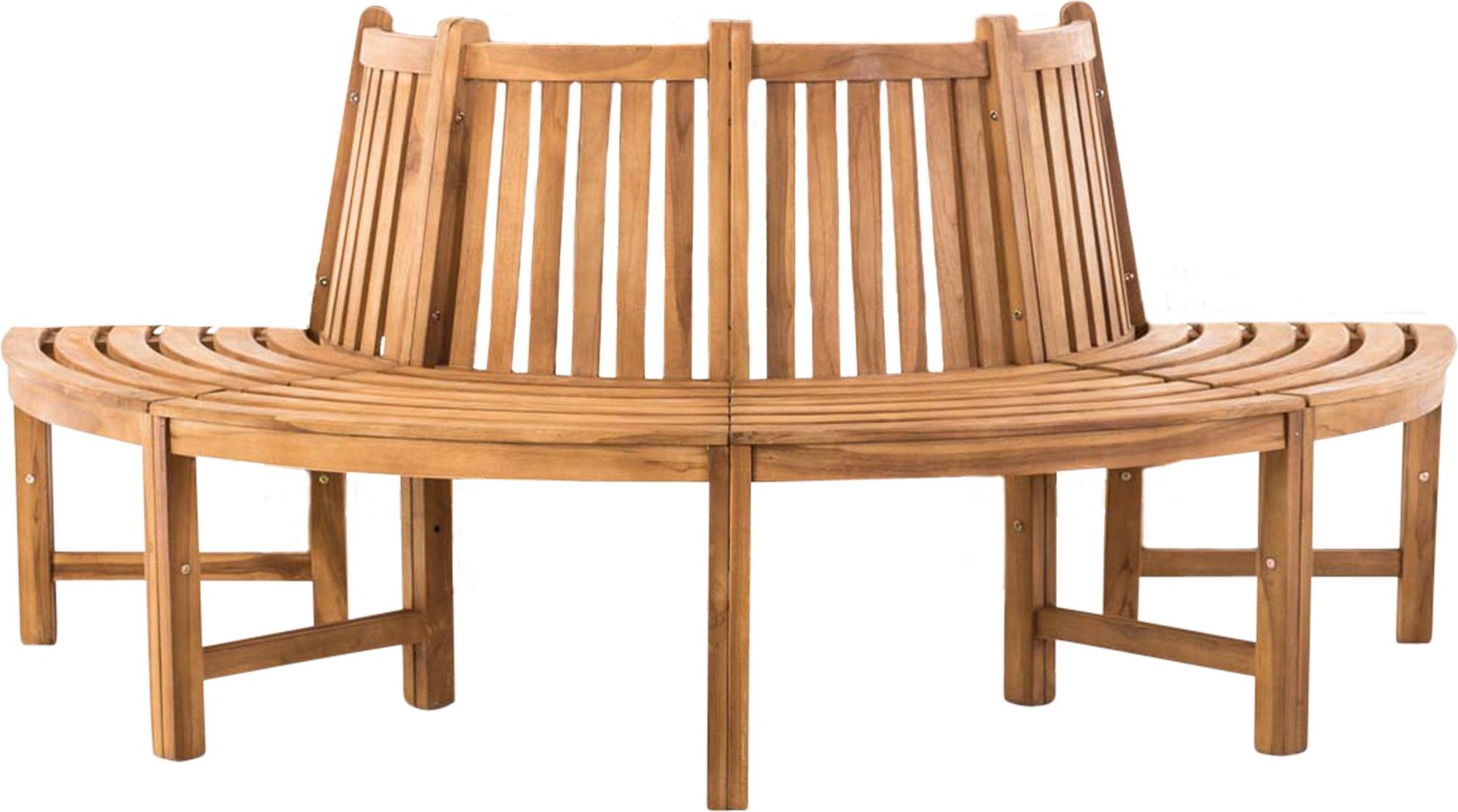 Baumbank VEGAD - Holz Teak 200x100x90 cm | Halbrunde Sitzbank Mit Lehne Baumbank Gartenbank Für Baum