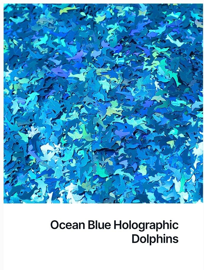 Hemway Shaped Craft Glitter   Dolphin   Epoxy Resin, DIY, Tumbler, Decoration - Ocean Blue Holographic - Shaped 50g