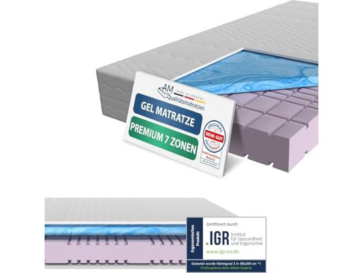 AM Qualitätsmatratzen Premium 7 Zonen Gelmatratze 160x200 H3 - Made in Germany - Oeko TEX Memory Foam Matratze 160x200-23 cm Hoch - Kaltschaummatratze 160x200 H3 mit 4cm Gelauflage
