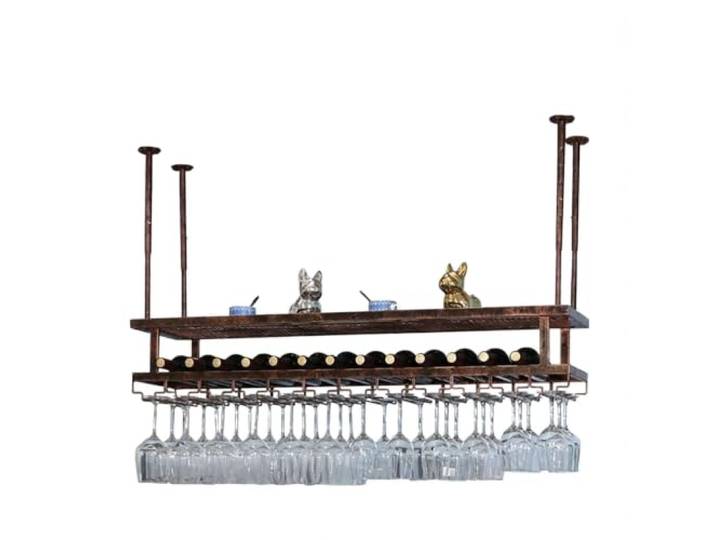 Metall Weinglasregal Hängender Weinglashalter Schwarz, Bronze Weinregal Einstellbar Weinglashalter Länge 60cm-200cm Gläserhalter Lagerregal Für Küche, Bar, Stielgläser