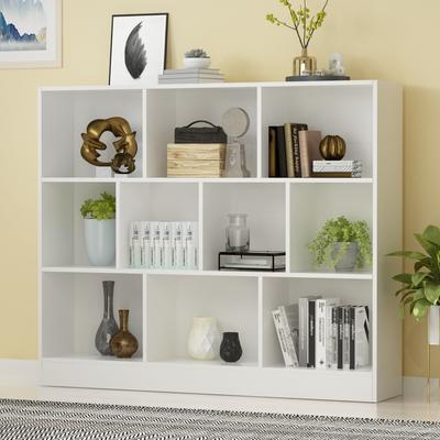 "Timechee 10-Cube Modern 3-Tier Display Bookcase Organizer, White - 47.2""W x 9.4""D x 40.9""H"