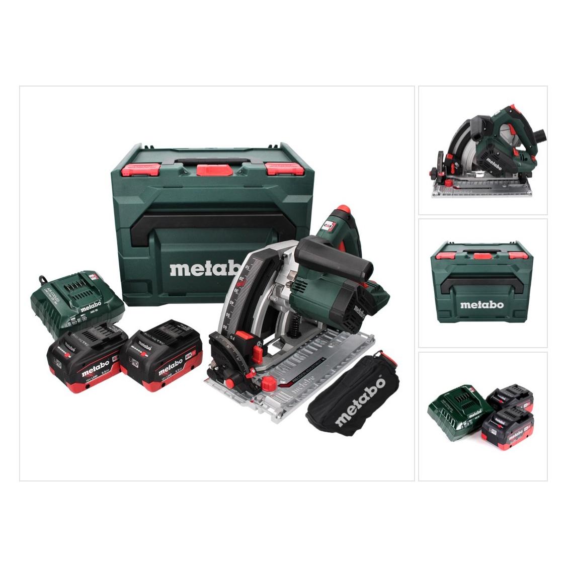 Metabo KT 18 LTX 66 BL Akku Tauchkreissäge 18 V 165 mm + 2x Akku 5,5 Ah + Ladegerät + metaBOX (601866840)