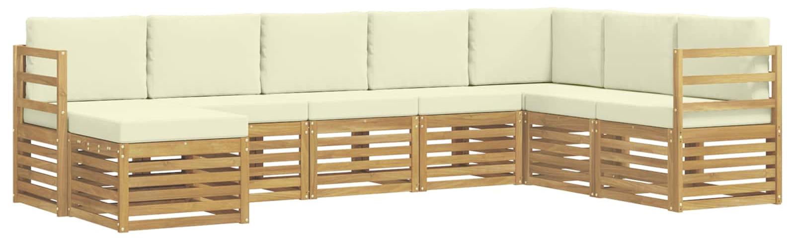 Garnitur aus 8 Outdoor-Sofas, weiß und cremefarben
