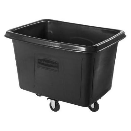 Rubbermaid Abfallwagen Cube Truck M3 Müllwagen 400 L schwarz inklusive Kuppel Scharnierdeckel, robu (400 l) (FG461400BLA)