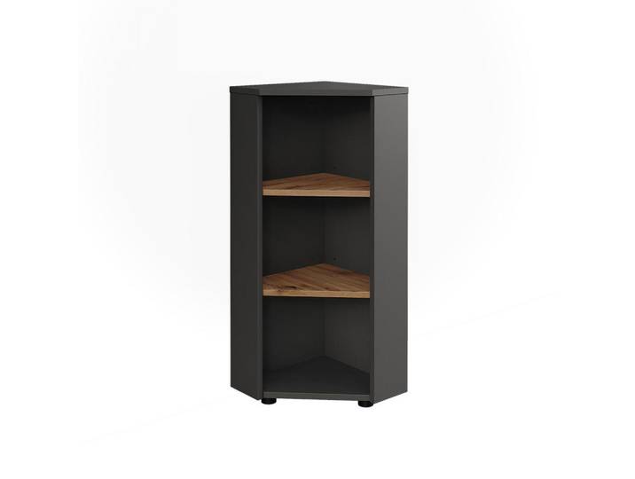 Vicco Eckmidischrank Irma, Anthrazit/Goldkraft Eiche, 33 x 81 cm 3 Ablagefächer, Anthrazit, Eichefarben, Holzwerkstoff, 2 Fächer, Formgebogen, 33x81x33 cm, Badezimmer, Badezimmerschränke, Midischränke