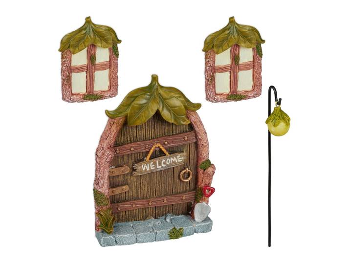 Feentür Set Blätterdach Braun-Creme-Grün