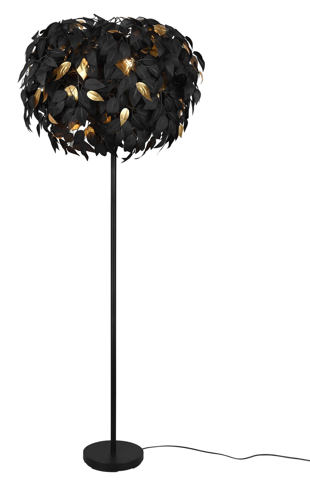 TRIO Standaardlamp LEAVY met lampenkap, zwart en goud