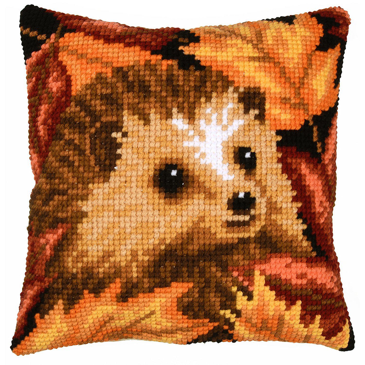 Kreuzstichkissen "Igel Herbst"