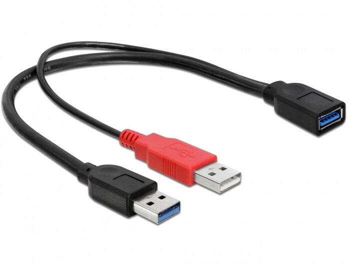 DeLOCK Kabel USB 3.0 Typ A Stecker / USB Typ A Stecker zu USB 3.0 Typ A Buchse 30cm 83176