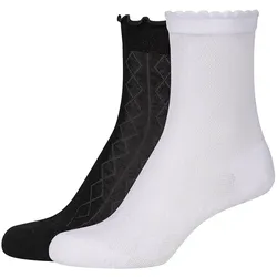 2er Pack camano Ca-Soft Structured Ankle Socken Damen 1001 - white mix 39-42
