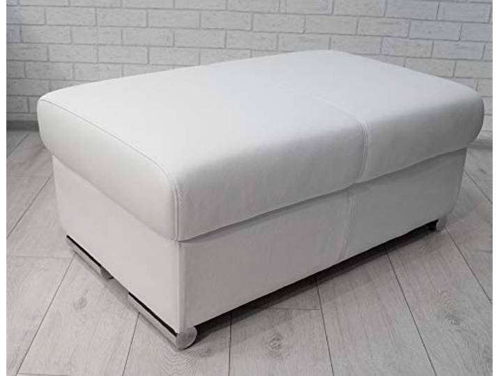 Quattro Meble Weiß Leder Hocker aufklappbar mit Stauraum Sitzhocker Rindsleder Sitzwürfel 90x55cm Fußhocker Polsterhocker Echt Leder Puff