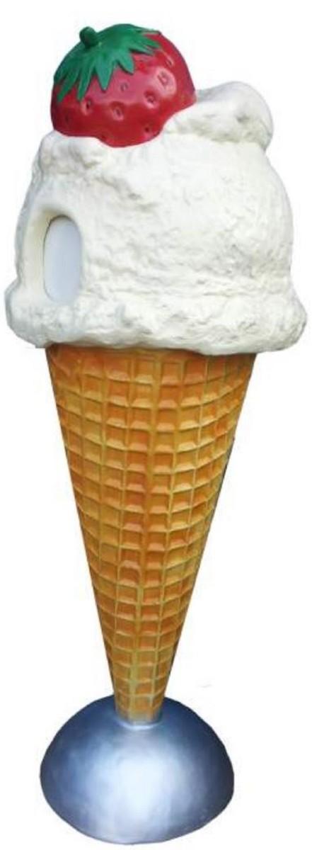Casa Padrino Luxus Deko Eis im Hörnchen / Abfalleimer Mehrfarbig H. 170 cm - Großes Deko Eis - Wetterbeständiges XXL Deko Eis - Gastronomie Dekoration - Eisdielen Dekoration - Restaurant Dekoration