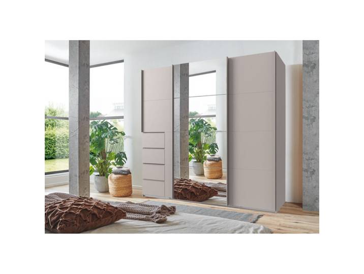 Kleiderschrank Cathy KASCHMIR, ABS. SPIEGEL GRIFFE KASCHMIR Mischholz B 225 cm