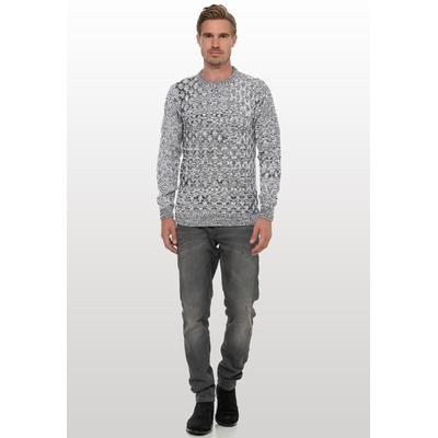 Strickpullover RUSTY NEAL, Herren, Gr. M, weiß, 70% Polyacryl, 30% Baumwolle, meliert, normal, Rundhals, Pullover Strickpullover, mit schönem Muster