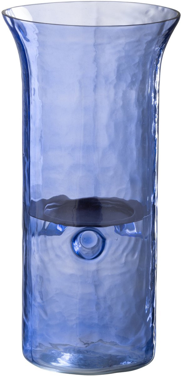 J-Line windlicht Tarifa Smal blauw glas voor kaarsen