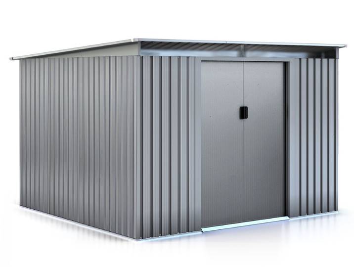 Abri de jardin métal toit plat Texas - 6,29 m² - Gris