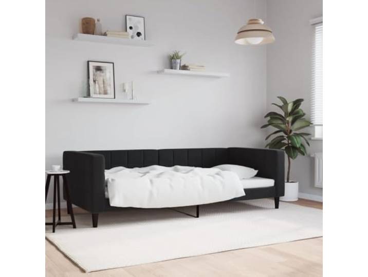 YUOTYRKTEJRSG Samt 2 in 1 Sofa Bett Gästebett Schlafsofa 90x200 cm Schwarz Tagesbett Schwarz 90x200 cm Samt Schlafsofa mit Metallgestell 2-in-1 Gästebett für Wohnzimmer Schlafzimmer