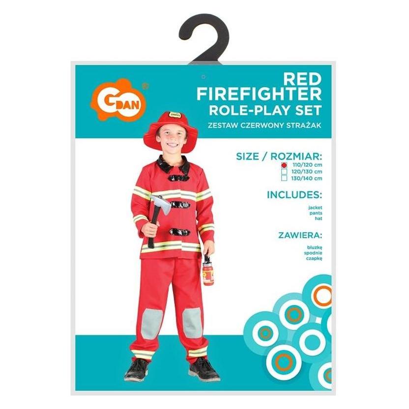 GoDan Rotes Feuerwehrmannkostüm für Kinder, Grösse 110/120 cm (110) (58215276)