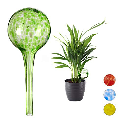 Relaxdays Waterdruppelaar 2 stuks, Glas, Groen/Multicolour