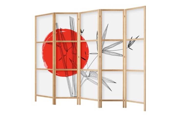 framed concept - Paravent Raumteiler aus Holz 225x172 cm, 5-teilig, einseitig, im orientalischen Stil