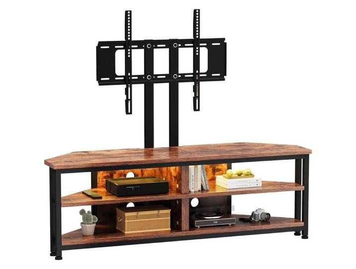 Dripex Meuble TV d'angle bas 120 cm avec support éclairage LED et vis de sécurité