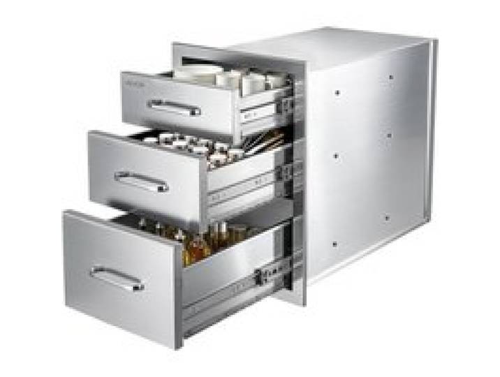 VEVOR Outdoor Küchenschubladen 368x521x571 mm BxHxT 3 Schubladen Edelstahl Ideal für Grillinseln, Terrassenbars und Grillstationen, mit Griff, Integrierte Schubladen zur Organisation von Kochgeschirr
