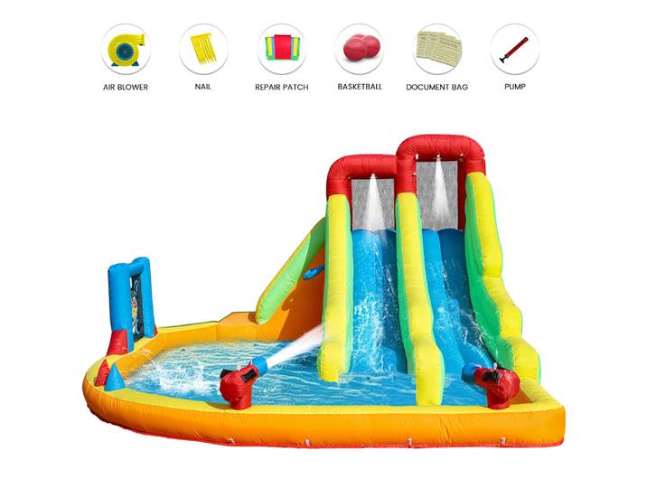 Maison gonflable de rebond de glissière d'eau de Double de 12x14.5ft avec le ventilateur pour la aire de jeux commerciale d'enfants de partie d'enfants