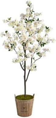 Nearly Natural "6' Cherry Blossom Artificial Tree in Farmhouse Planter - 14.5"""