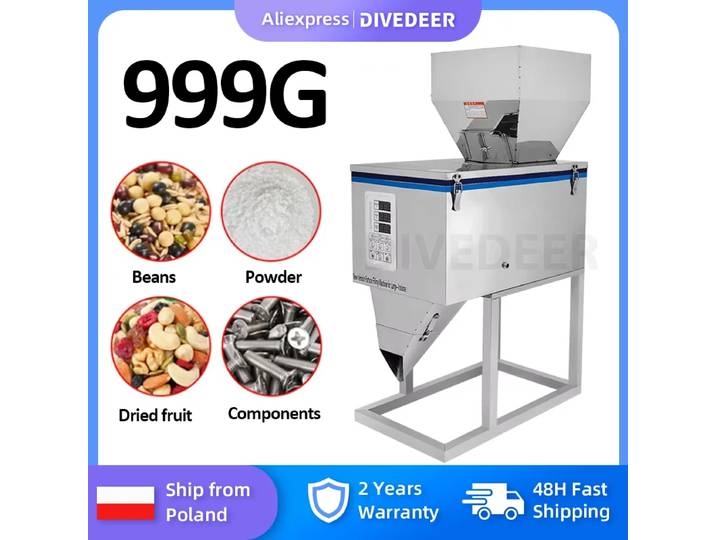 DIVEDEER 999G Machine de remplissage de poudre de granulés Machine de pesage automatique Machine d'emballage de nèfle pour particules de graines de haricots de thé 220V