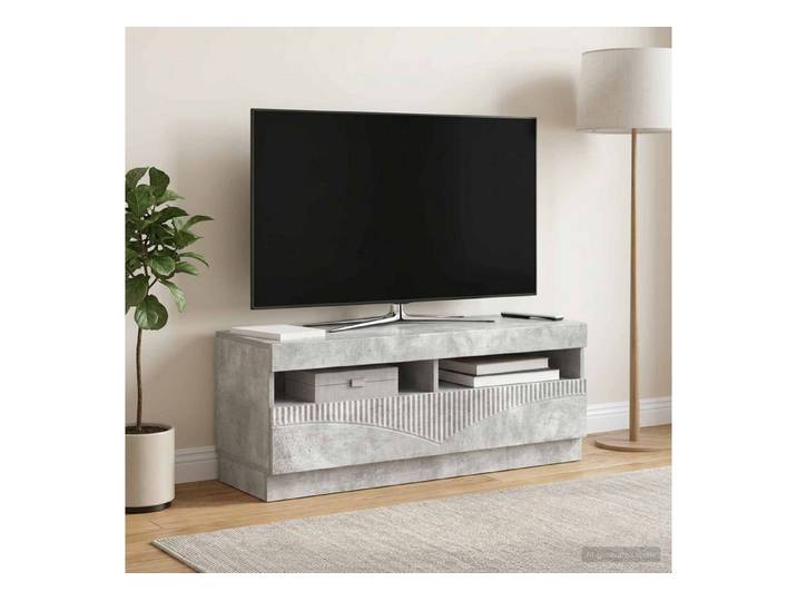 furnicato TV-Schrank LED TV Schrank Betongrau (1-St) LED-beleuchtetes Lowboard mit umkehrbarer Tür für dein Wohnzimmer