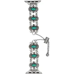 Neue Armbanduhr GlacierX Slider Clasp Vintage Stones Bracelet Teal Green für Apple Watch 38/40/41mm Silber-grün