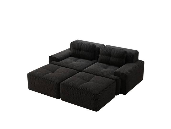 Flora Grace Sofa 204/177/69 cm in Schwarz aus Cord mit tiefem Sitz, 177x69x204 cm, Wohnzimmer, Sofas & Couches, Sofas