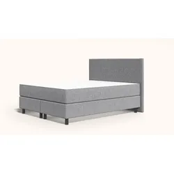 Emma Original Boxspringbett Komfort 140x200cm - hellgrau - Füße Schwarz - Kopfteil klassisch
