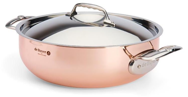 Braadpan aus Edelstahl, 28 cm, silber, mit Deckel, 8 Liter