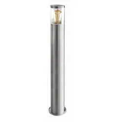 HEITRONIC Standleuchte / Wegeleuchte NAXOS, IP44, 79cm, zylindrisch, E27 max. 6W, V2A Edelstahl / PC klar, für Lasergravur geeignet HEI-500683