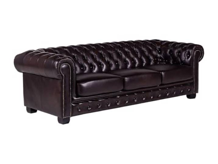 LINEA SOFA Chesterfield Ledersofa 4-Sitzer - BǬffelleder - Braun - Brenton 100% Leder Robustes und langlebiges Büffelleder