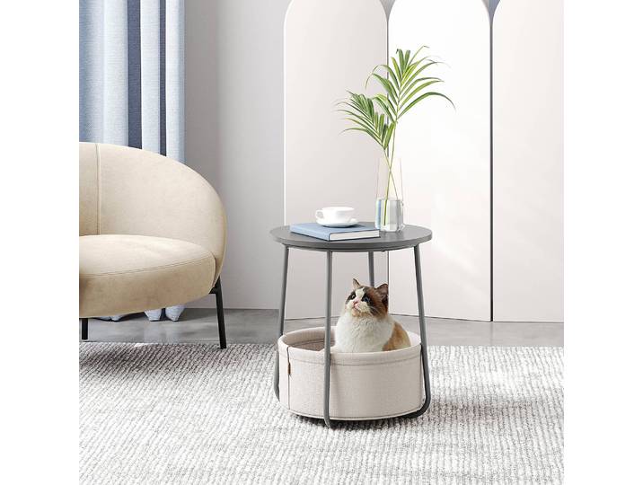 Bout de canapé Ponoka Ø 45cm Gris/Blanc/Gris