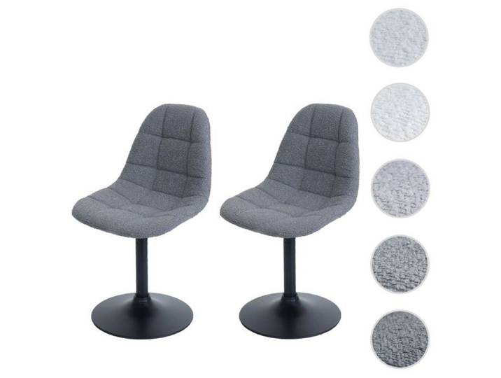 MCW Lot de 2 chaises de salle à manger MCW-A60 Bouclé (450g/m²) gris foncé