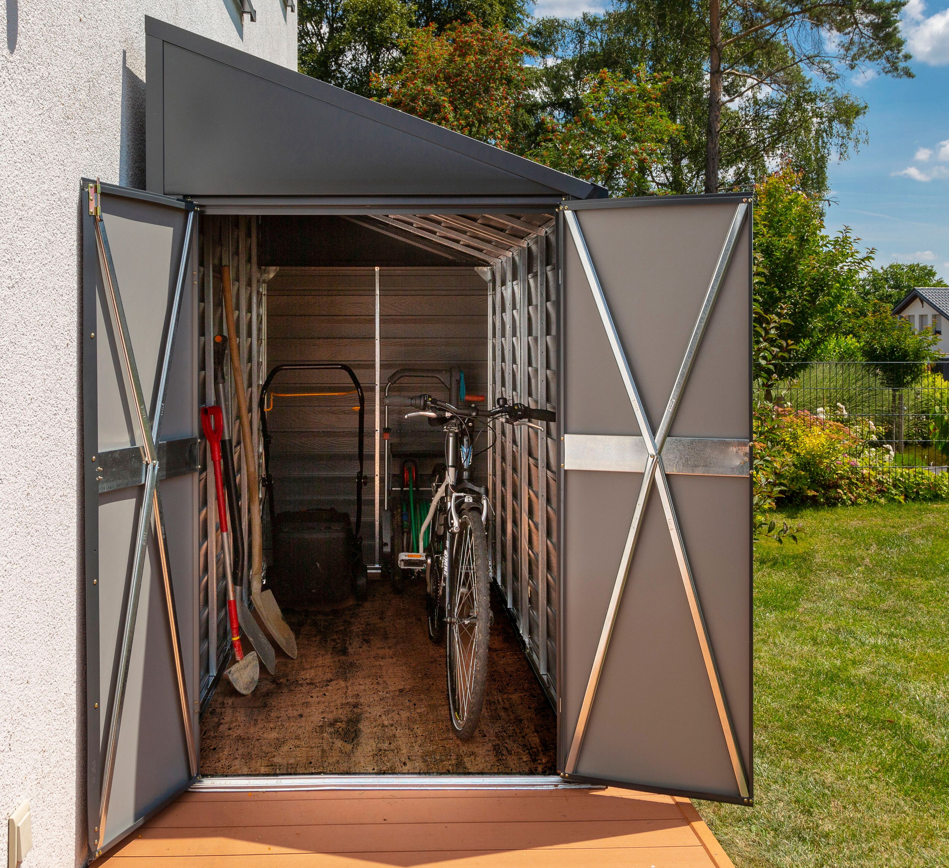 Gerätehaus SPACEMAKER, grau, Stahlblech, Gerätehäuser, Gerätehaus, Metall