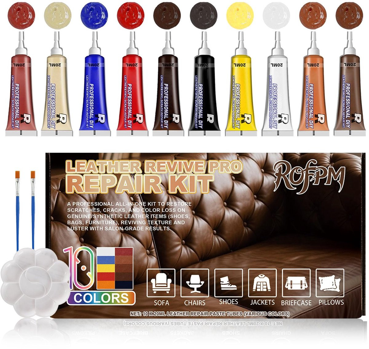 Dailygoods Professionele Reparatieset voor Leer en Vinyl met Reparatiepasta