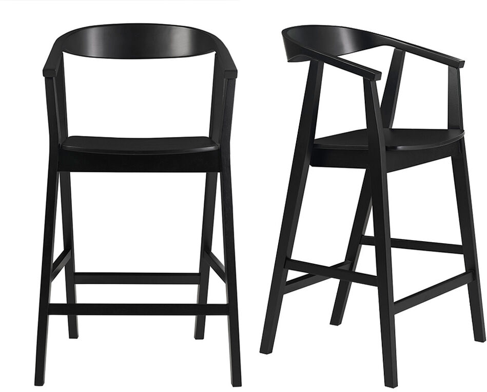 Miliboo Schwarze skandinavische Barhocker aus Holz (2er Set) BAHIA